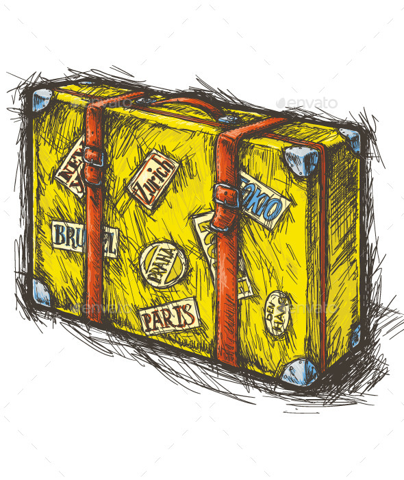 Yellow Suitcase With Stickers Yellow Suitcase With Stickers