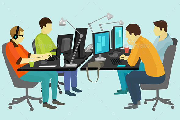 GraphicRiver People Working at the Desk 10064958 GraphicRiver People Working at the Desk 10064958
