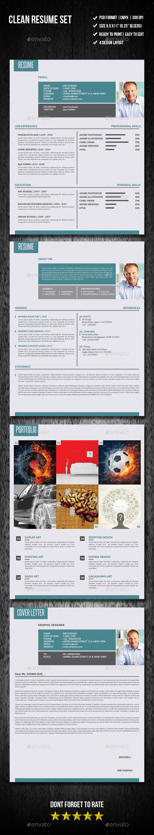GraphicRiver Clean Resume Set 10065068 GraphicRiver Clean Resume Set 10065068
