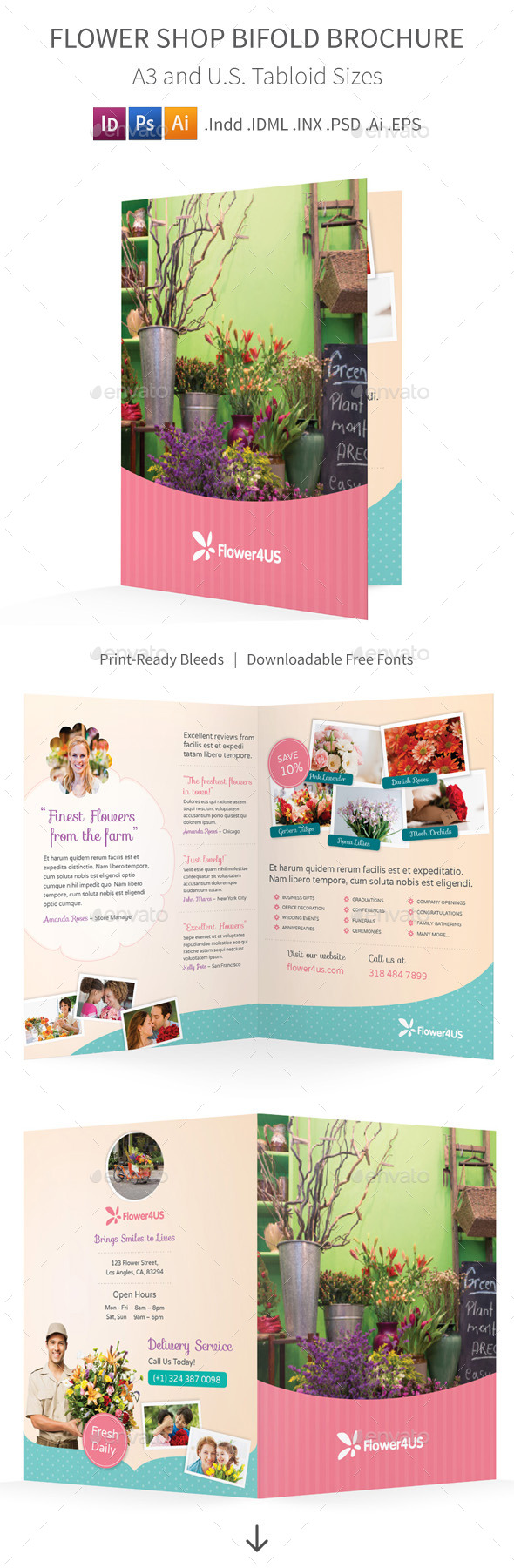 GraphicRiver Flower Shop Bifold Halffold Brochure 10066189 GraphicRiver Flower Shop Bifold Halffold Brochure 10066189