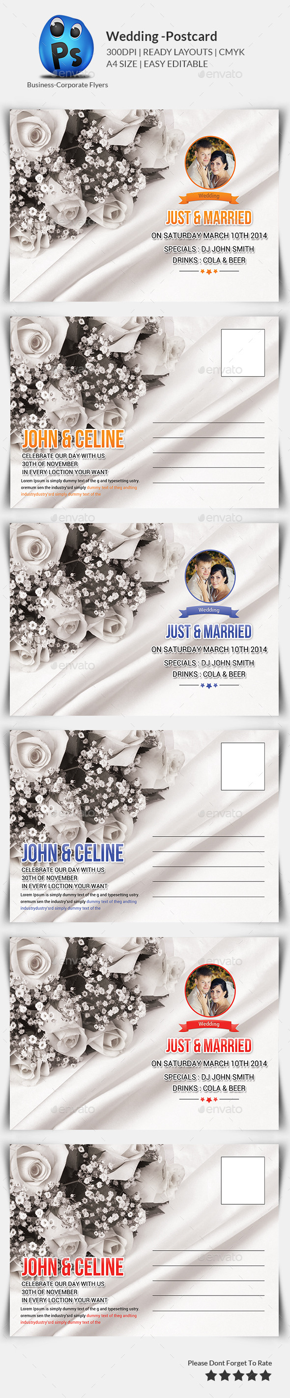 GraphicRiver Wedding Postcard Print Templates 10067126 GraphicRiver Wedding Postcard Print Templates 10067126