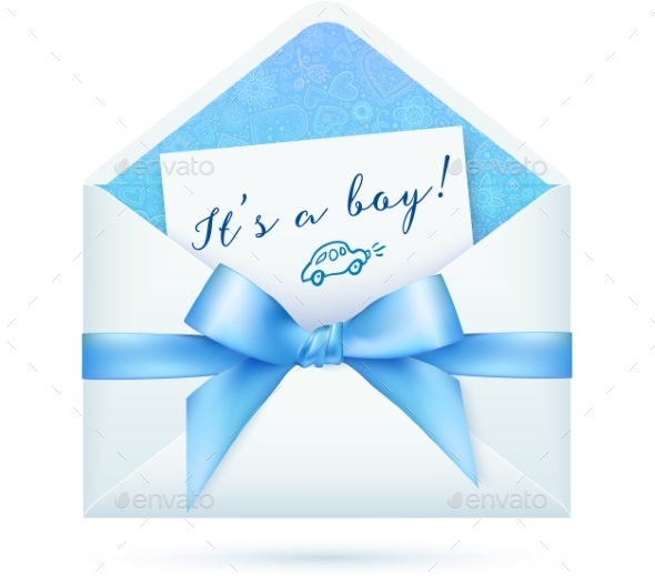 GraphicRiver Blue Baby Shower Envelop with Bow 10067276 GraphicRiver Blue Baby Shower Envelop with Bow 10067276