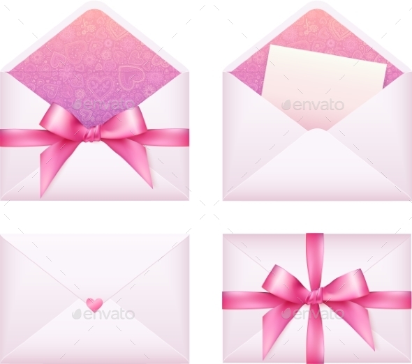 GraphicRiver Pink Envelope with Ribbon Set 10067432 GraphicRiver Pink Envelope with Ribbon Set 10067432