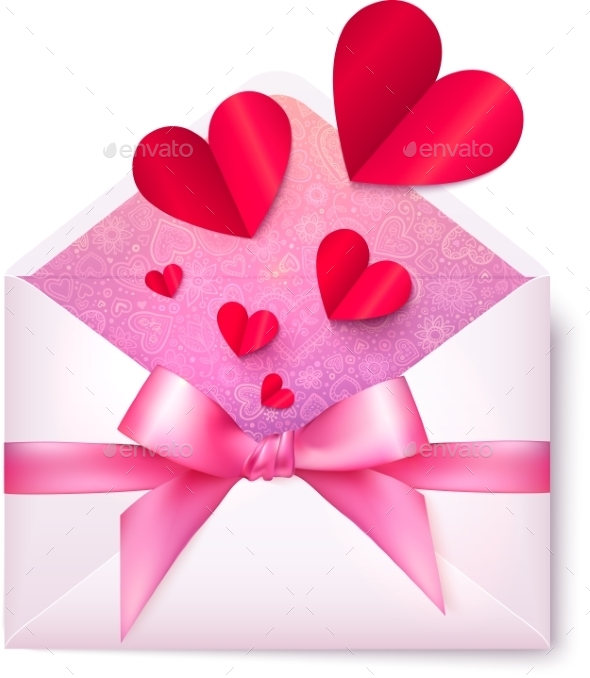GraphicRiver Pink Paper Envelope with Red Hearts and Bow 10067436 GraphicRiver Pink Paper Envelope with Red Hearts and Bow 10067436