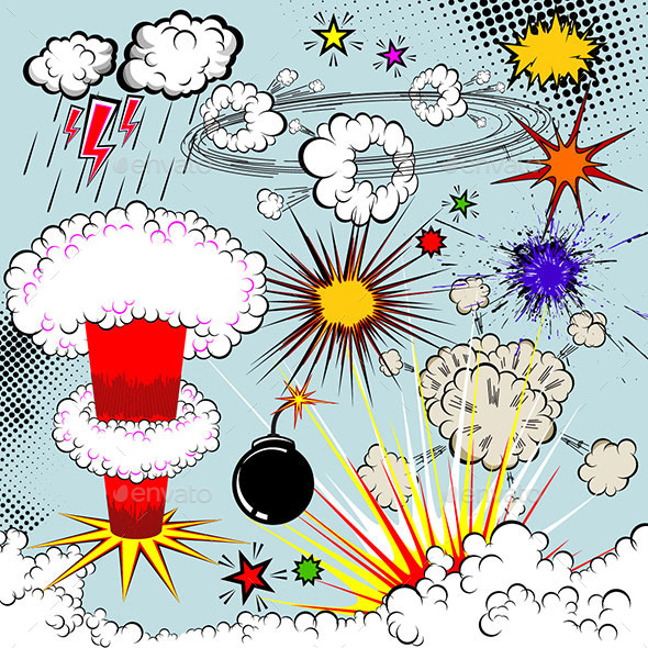 GraphicRiver Vector Comic Book Explosion Elements Cartoon Symbols and Icons 137964 GraphicRiver Vector Comic Book Explosion Elements Cartoon Symbols and Icons 137964
