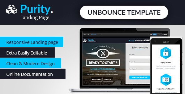 purity - unbounce app landing page 