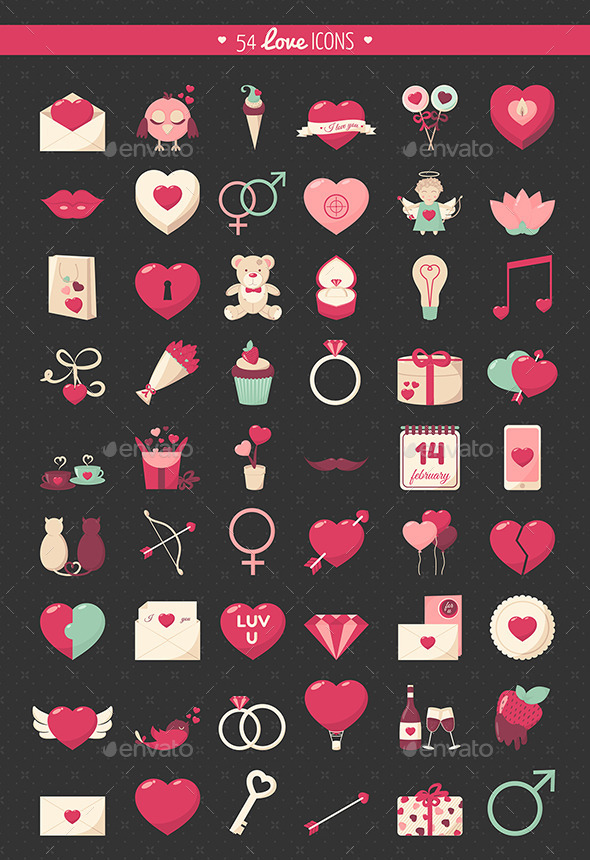 GraphicRiver 54 Love Icons Set 10052044 GraphicRiver 54 Love Icons Set 10052044