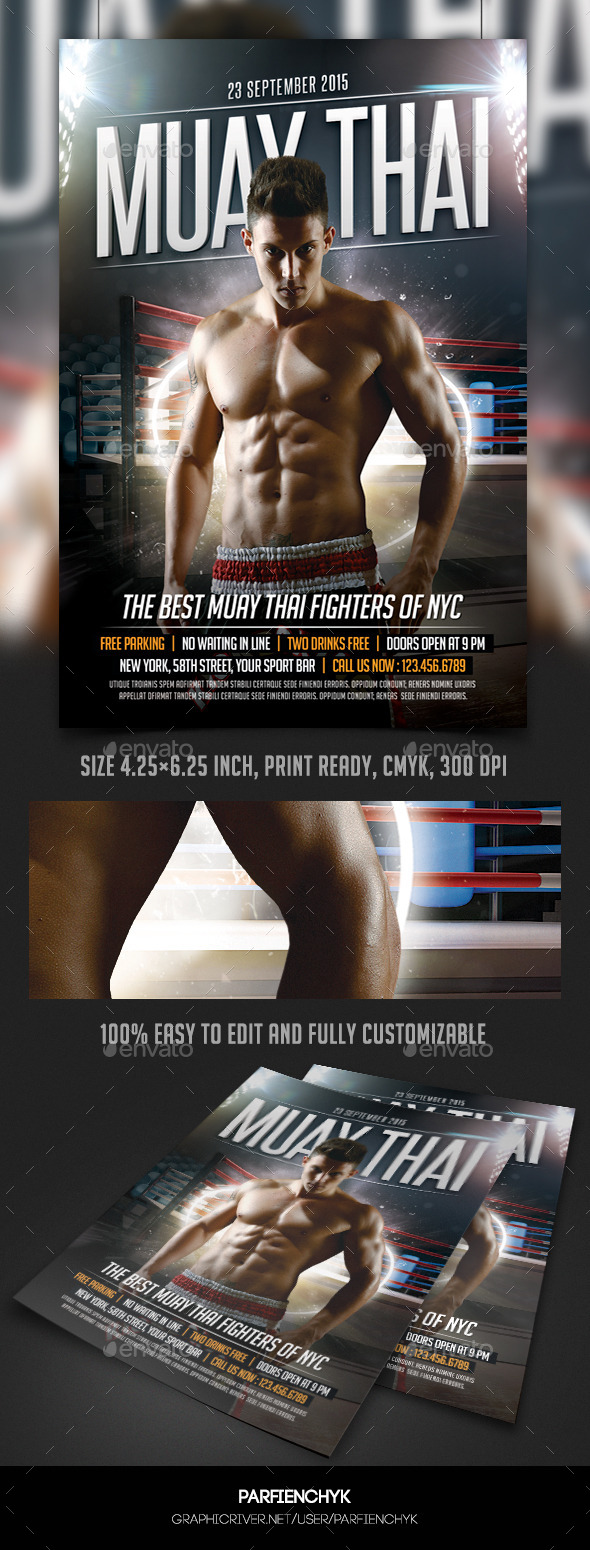 Muay Thai Fight Flyer Template Muay Thai Fight Flyer Template