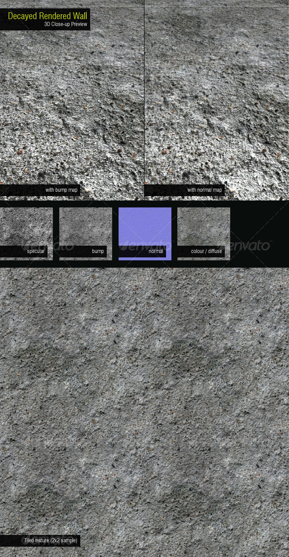 Decayed Rendered Wall - 3DOcean Item for Sale