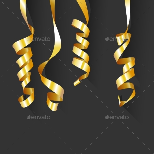 Birthday Background with Gold Streamers Birthday Background with Gold Streamers