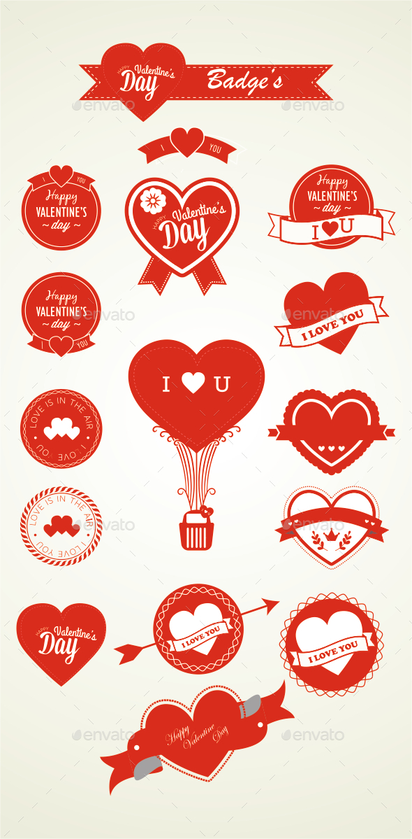GraphicRiver Valentine Badges 10075085 GraphicRiver Valentine Badges 10075085