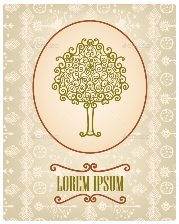 GraphicRiver Vector Vintage Card with Hand Drawn Tree 10079877 GraphicRiver Vector Vintage Card with Hand Drawn Tree 10079877