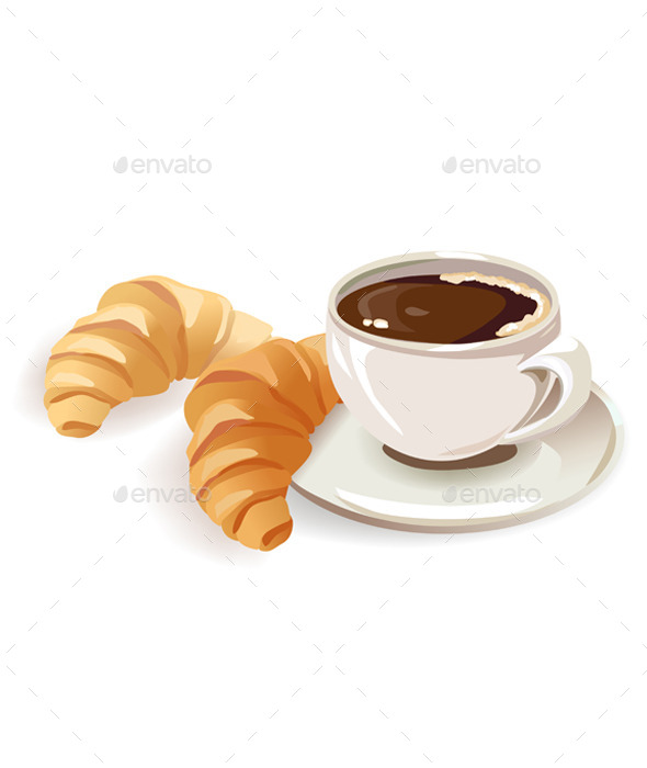 GraphicRiver French Breakfast of Coffee and Croissants 10080170 GraphicRiver French Breakfast of Coffee and Croissants 10080170