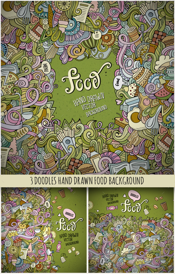 GraphicRiver 3 Food Doodles Frames 10080177 GraphicRiver 3 Food Doodles Frames 10080177