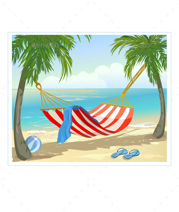 GraphicRiver Hammock Palm Trees on the Beach 10080562 GraphicRiver Hammock Palm Trees on the Beach 10080562