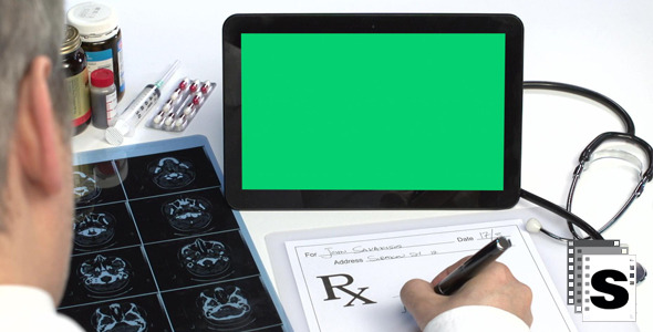 Medical Prescription With Green Screen Tablet Medical Prescription With Green Screen Tablet