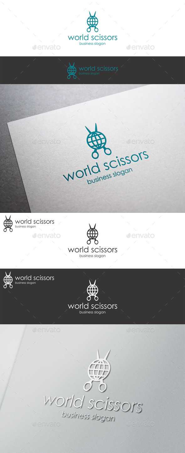 World Scissors - Barber Shop Logo Template (Objects)