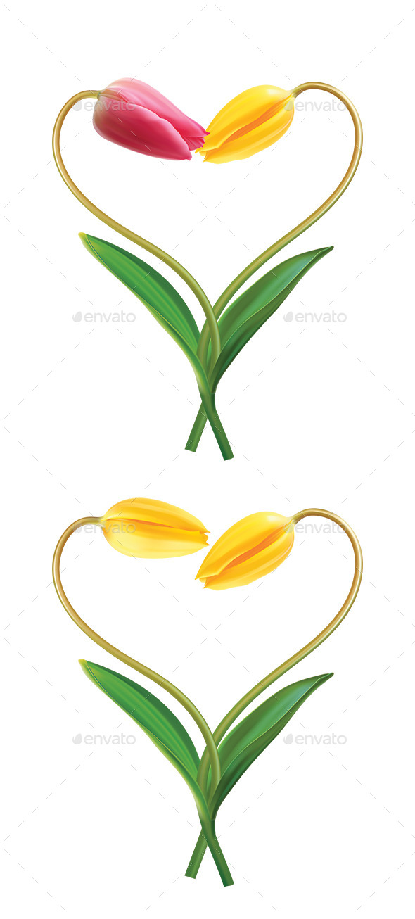 GraphicRiver Heart From Two Tulips 10087986 GraphicRiver Heart From Two Tulips 10087986