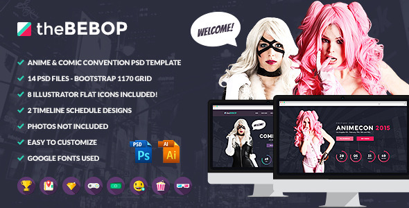 ThemeForest The Bebop Anime and Comic Convention PSD Template 10089339 ThemeForest The Bebop Anime and Comic Convention PSD Template 10089339