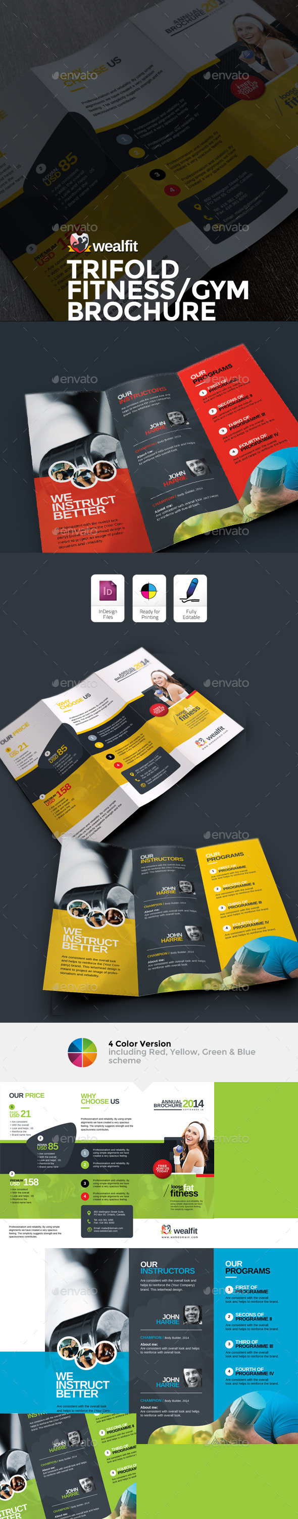 WealFit | Fitness - Gym Trifold Brochure