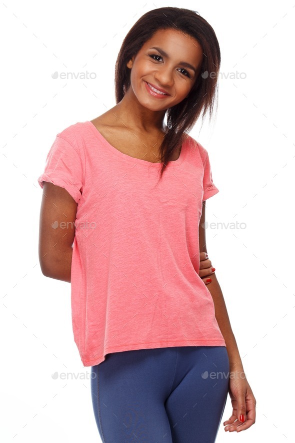 Cheerful young black woman isolated on white background (Misc) Photo Download