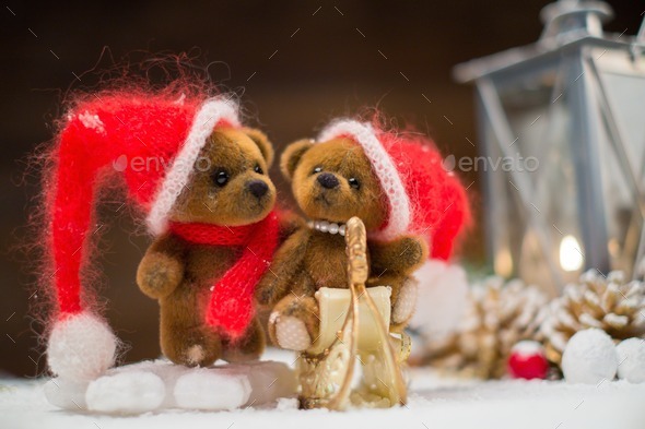 Small toy bears in christmas still life (Misc) Photo Download