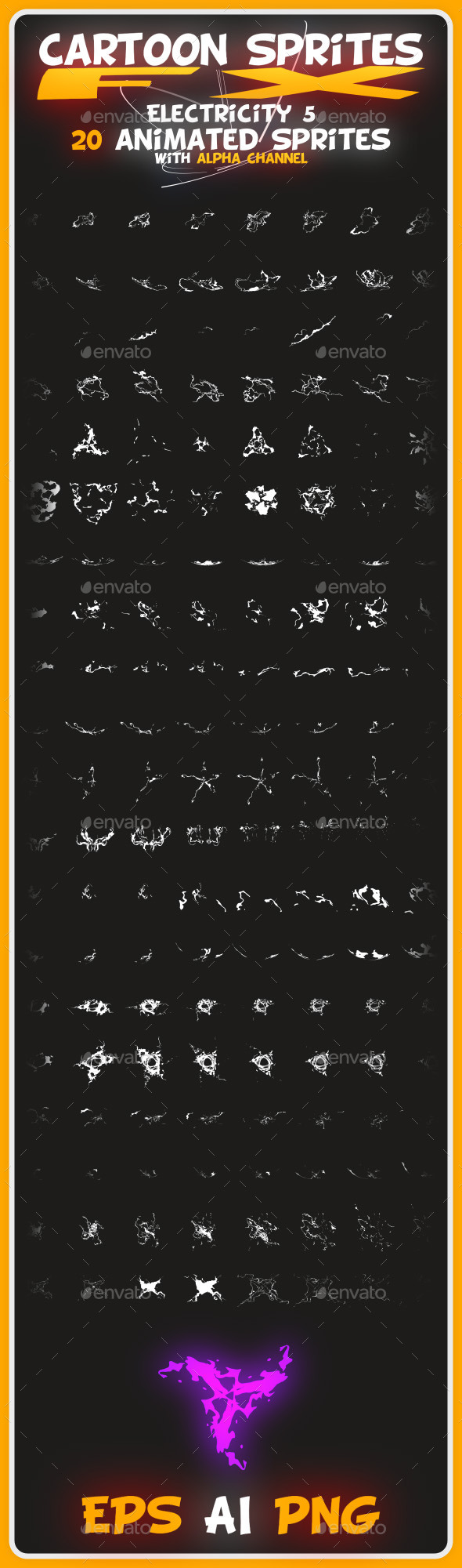 Cartoon Sprites FX Electricity 5 Cartoon Sprites FX Electricity 5