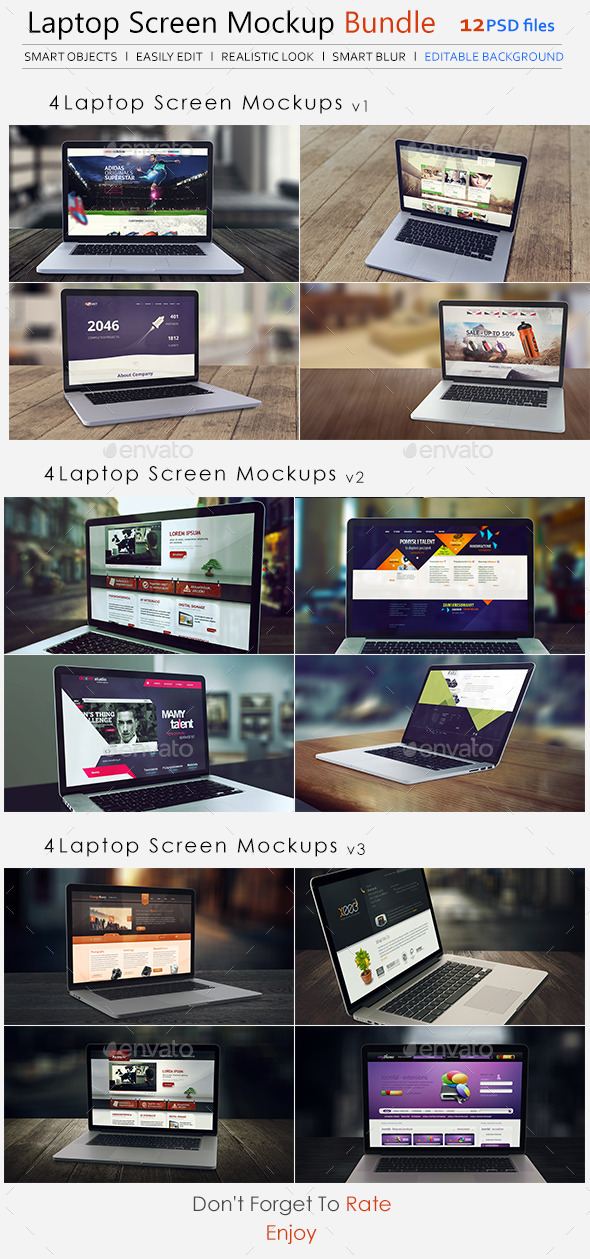 GraphicRiver Laptop Screen Mockup Bundle 10095699 GraphicRiver Laptop Screen Mockup Bundle 10095699
