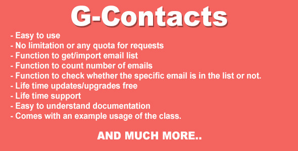 CodeCanyon G-Contacts Gmail Contact Importer PHP Class 10100460 CodeCanyon G-Contacts Gmail Contact Importer PHP Class 10100460