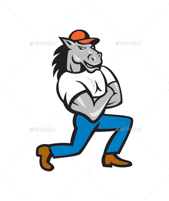 GraphicRiver Horse Arms Crossed Kneeling Cartoon 10103613 GraphicRiver Horse Arms Crossed Kneeling Cartoon 10103613
