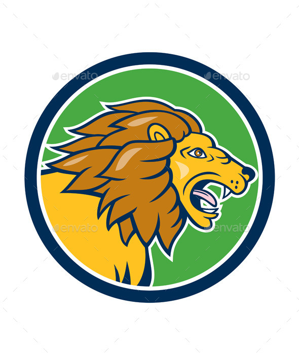 GraphicRiver Angry Lion Head Roar Circle Cartoon 10103623 GraphicRiver Angry Lion Head Roar Circle Cartoon 10103623