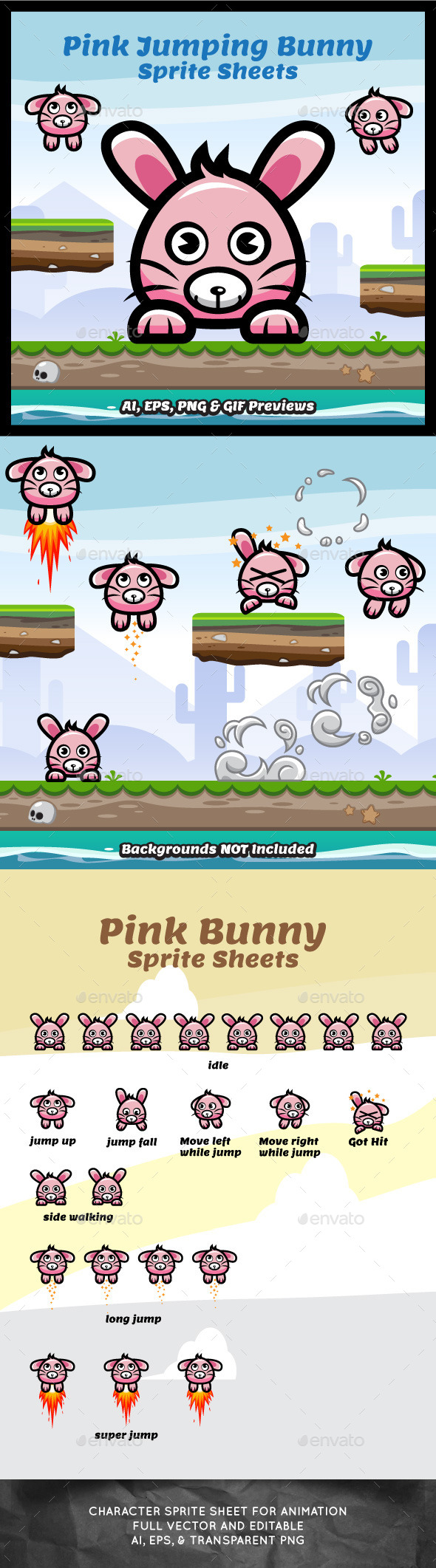 GraphicRiver Jumping Bunny Sprite Sheets 10105093 GraphicRiver Jumping Bunny Sprite Sheets 10105093