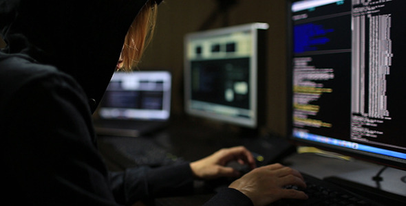 Hacker in Hood Typing on Keyboard 6 Hacker in Hood Typing on Keyboard 6