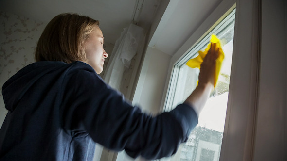VideoHive Young Women Cleaning a Window 10106490 VideoHive Young Women Cleaning a Window 10106490