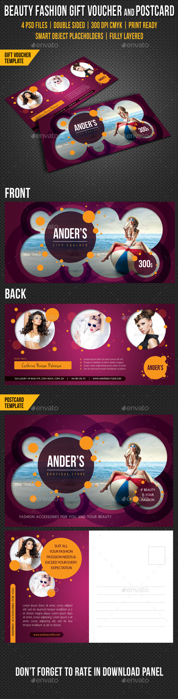 GraphicRiver Beauty Fashion Gift Voucher and Postcard V02 10106675 GraphicRiver Beauty Fashion Gift Voucher and Postcard V02 10106675