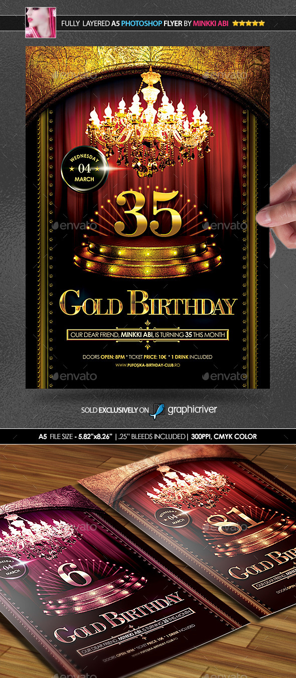 GraphicRiver Gold Birthday Poster Flyer 10108206 GraphicRiver Gold Birthday Poster Flyer 10108206