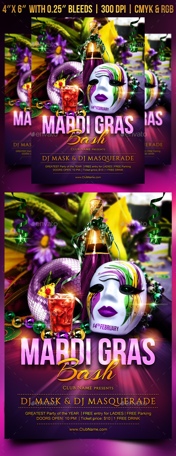 GraphicRiver Mardi Gras Flyer Template 10109766 GraphicRiver Mardi Gras Flyer Template 10109766