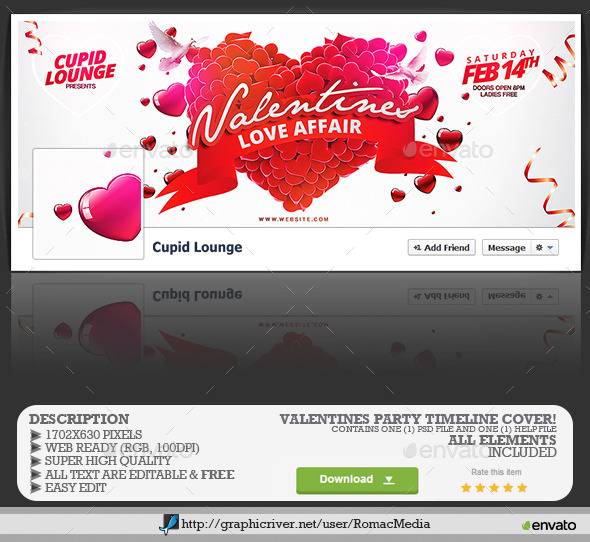 Valentines Party Facebook Timeline Cover