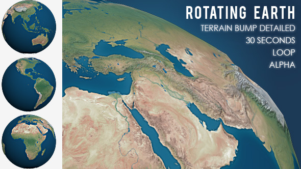 VideoHive Rotating Planet Earth Terrain Bump Detailed 10111118 VideoHive Rotating Planet Earth Terrain Bump Detailed 10111118