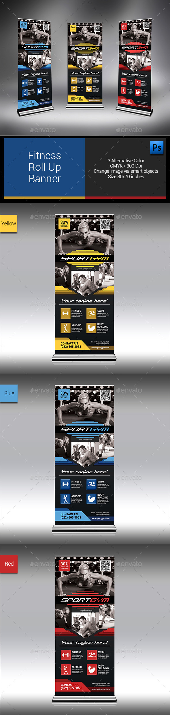GraphicRiver Fitness Roll Up Banner 10111669 GraphicRiver Fitness Roll Up Banner 10111669
