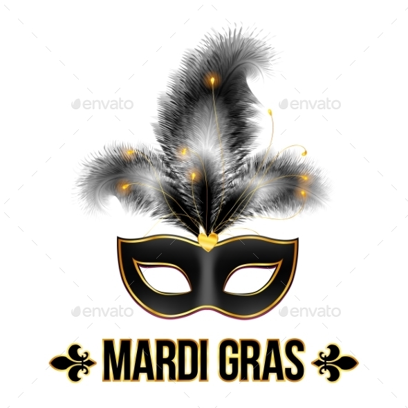 Black Mardi Gras Carnival Mask (Decorative Symbols)