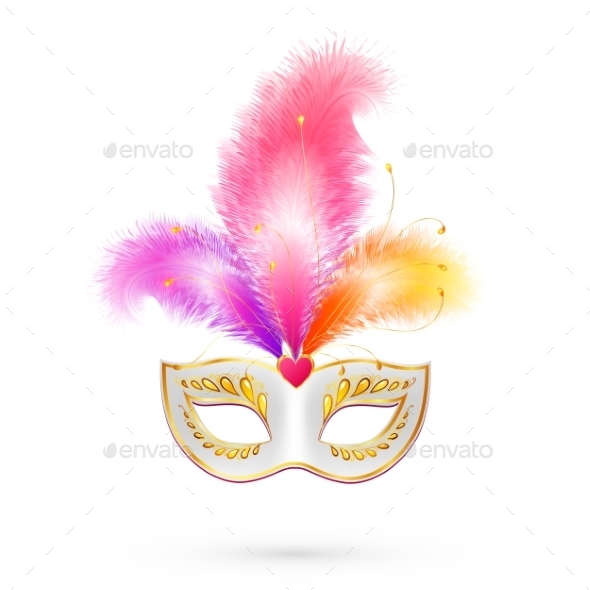 Carnival Mask with Pink Feathers (Valentines)