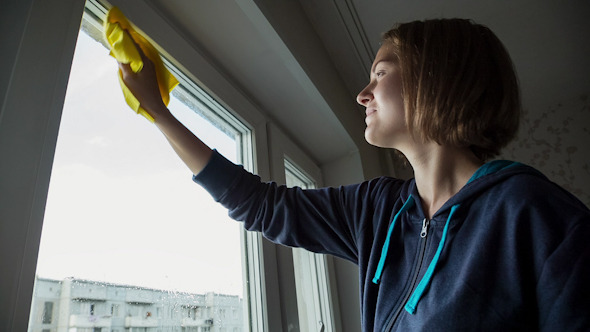 VideoHive Young Women Cleaning a Window 5 10112519 VideoHive Young Women Cleaning a Window 5 10112519