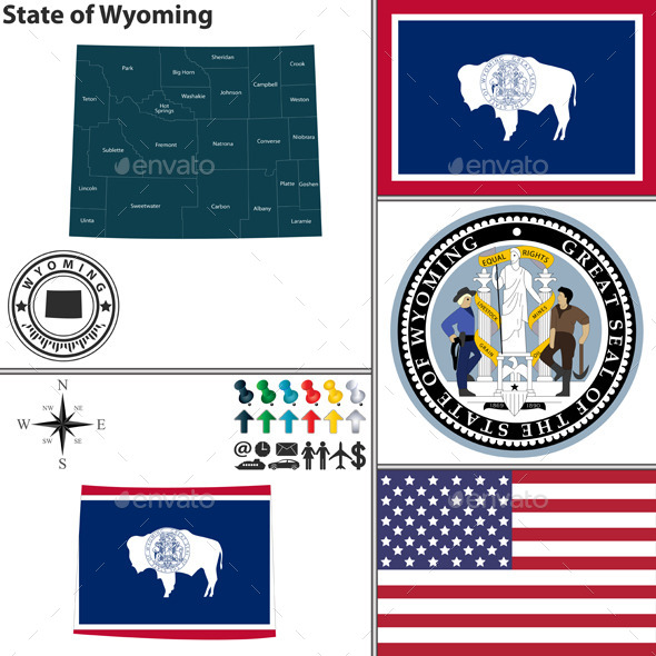 Map of State Wyoming, USA (Travel)