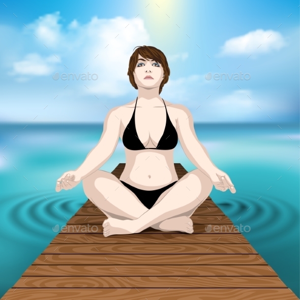 GraphicRiver Woman Practicing Yoga at Sea 10112852 GraphicRiver Woman Practicing Yoga at Sea 10112852