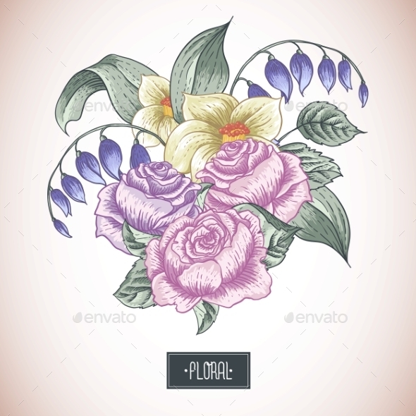 GraphicRiver Vintage Floral Bouquet 10113189 GraphicRiver Vintage Floral Bouquet 10113189