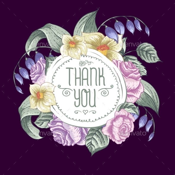GraphicRiver Vintage Greeting Card with Blooming Flowers 10113205 GraphicRiver Vintage Greeting Card with Blooming Flowers 10113205