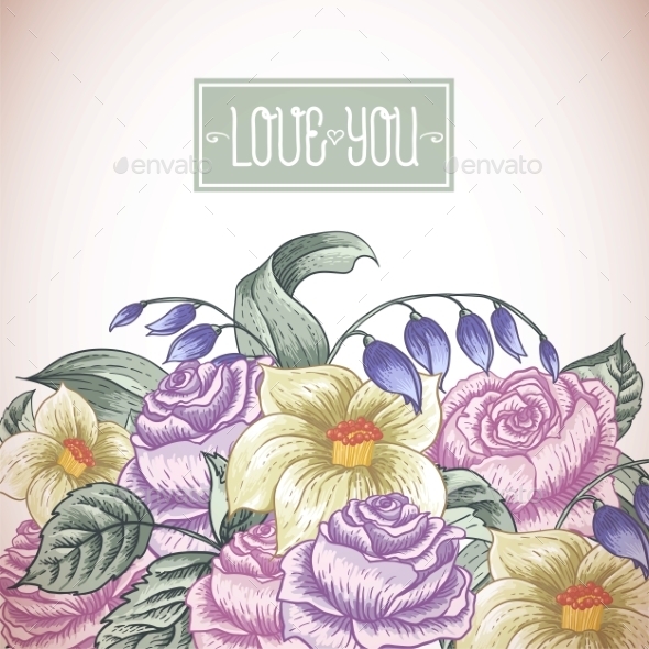 GraphicRiver Vintage Floral Bouquet 10113227 GraphicRiver Vintage Floral Bouquet 10113227