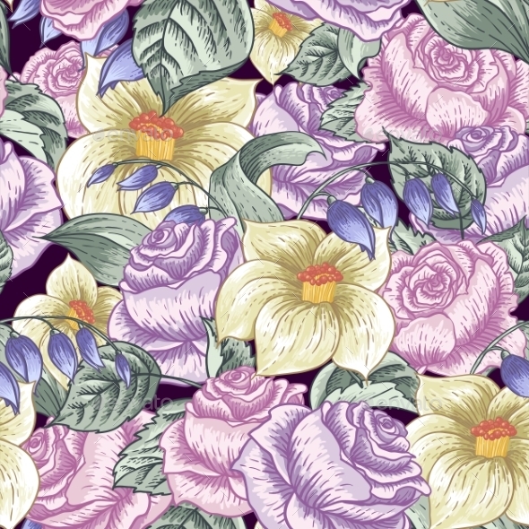GraphicRiver Seamless Floral Pattern with Roses 10113301 GraphicRiver Seamless Floral Pattern with Roses 10113301