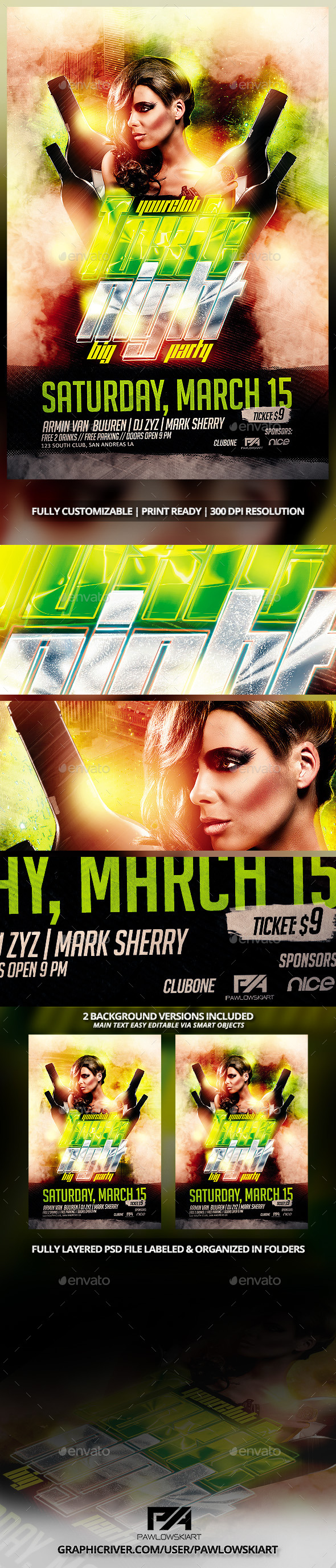 GraphicRiver Toxic Night Party Flyer PSD Template 10086547 GraphicRiver Toxic Night Party Flyer PSD Template 10086547